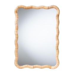 bali & pari Rasida Scalloped Natural Rattan Wall Mirror, Rectangle